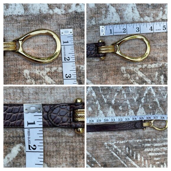 Brown Croc Embossed Leather Belt Gold Buckle Boho Safari Adjustable Size S-L main image 11
